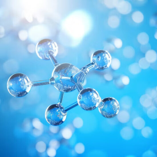 Blue molecular structures
